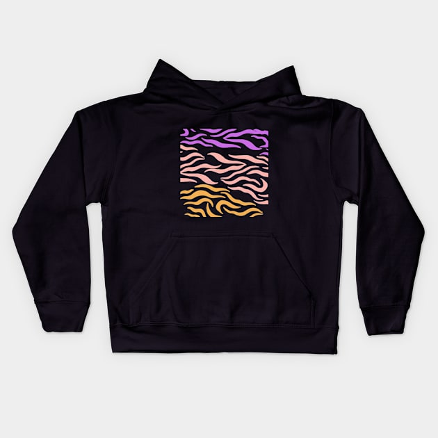 Violet Pink Gold Wavey pattern in Blck Kids Hoodie by Shineyarts